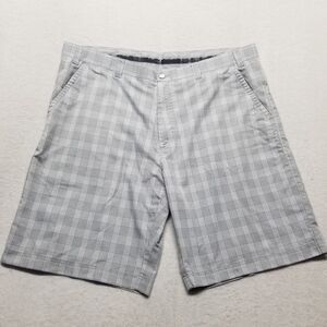 Callaway Mens 40 Golf Shorts Gray Plaid Pockets Grip Waist Preppy Classic